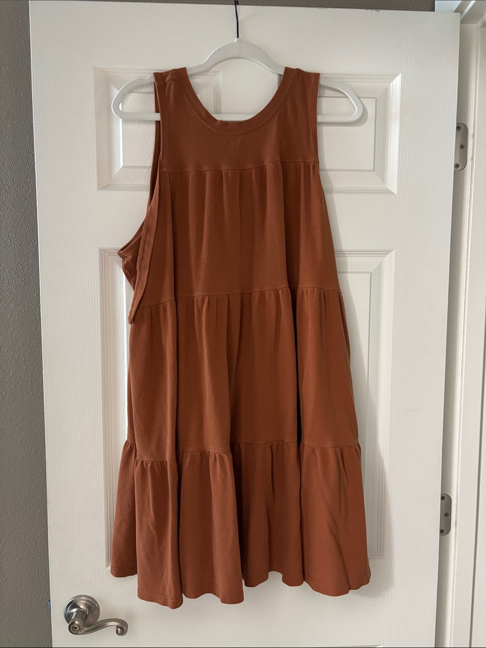 Womens Tiered Tank Dress in Rust